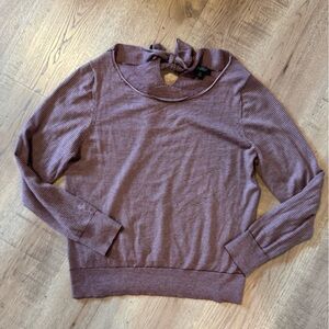 Ann Taylor Striped Merino Wool Long Sleeve Tie Back Sweater Top Size XXL